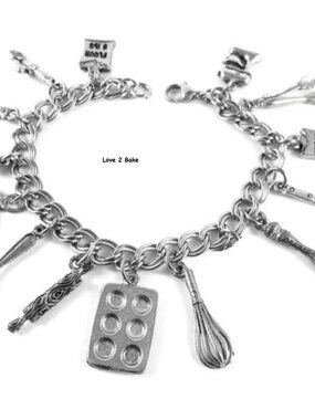 Baking Charm Bracelet Kitchen Tools & Utensils Foodie Fun Sweets Love to Bake
